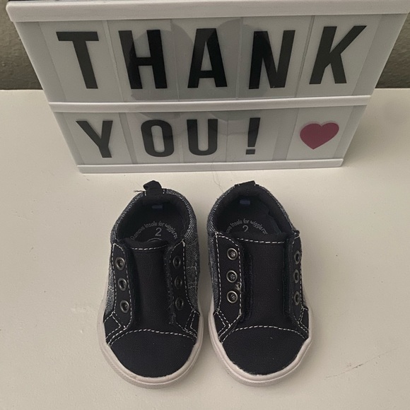 WONDER NATION Baby Boy Laceless Canvas Sneakers Size 0 - Picture 2 of 3